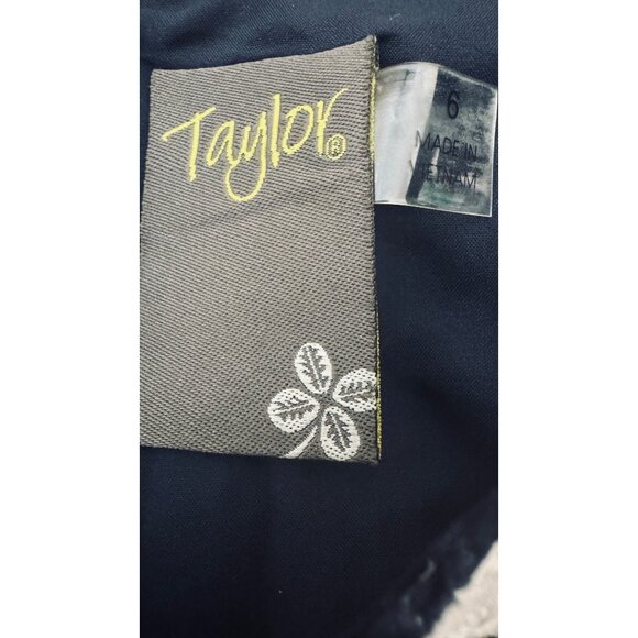 Taylor Size 6 Navy & White Abstract Print Sleeveless Dress - Picture 5 of 16